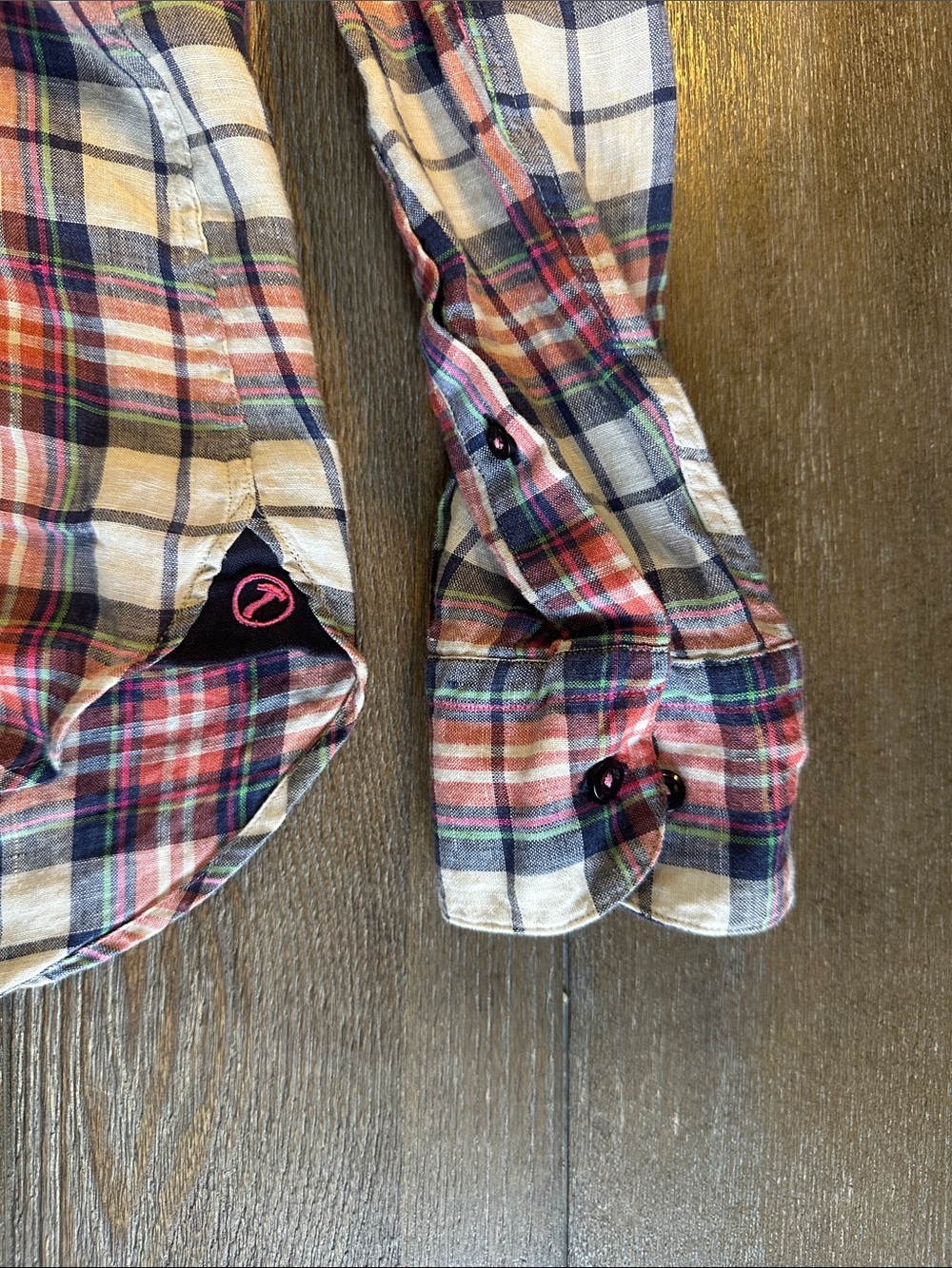 Hammer Made Italian Fabric Plaid Button Down Shirt Men’s 16.5 Red Blue White - Picture 2 of 10